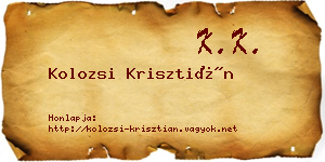 Kolozsi Krisztián névjegykártya